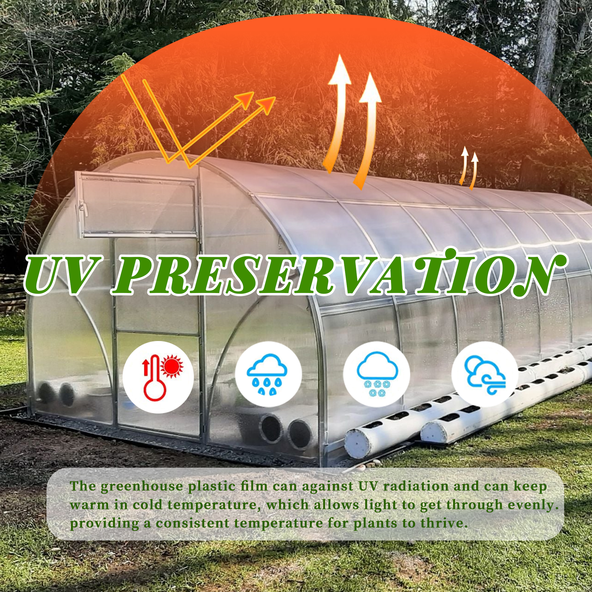 הגנת UV חקלאית חממה סרט פלסטיק ארוג